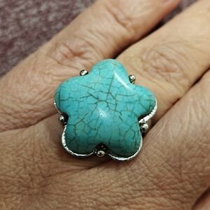 Faux Turquoise Flower Ring